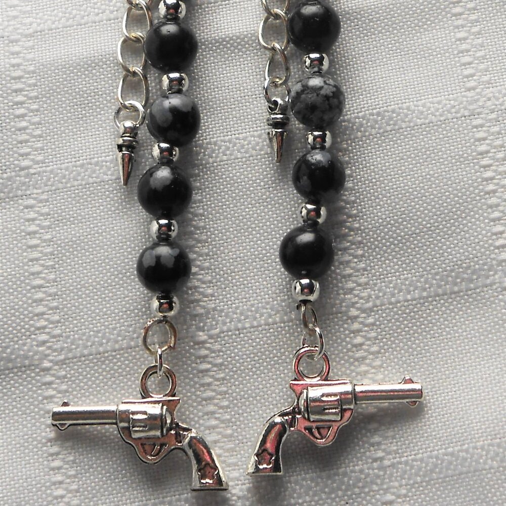 No. 10 Handmade earrings with Tibetan silver 3D revolvers charms